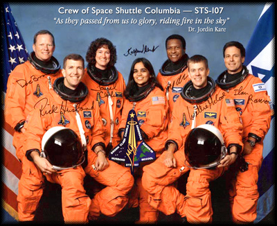 Shuttle Columbia - "As they passed from us to glory, riding fire in the sky" --Dr. Jordin Kare